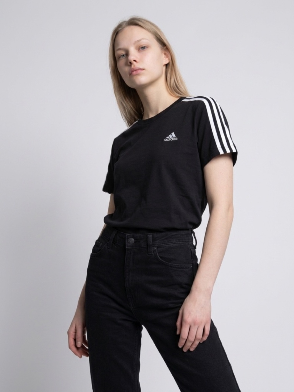 Adidas Women's 3-Stripe T-Shirt | Black | New With Tags | W 3S T - Picture 2 of 7